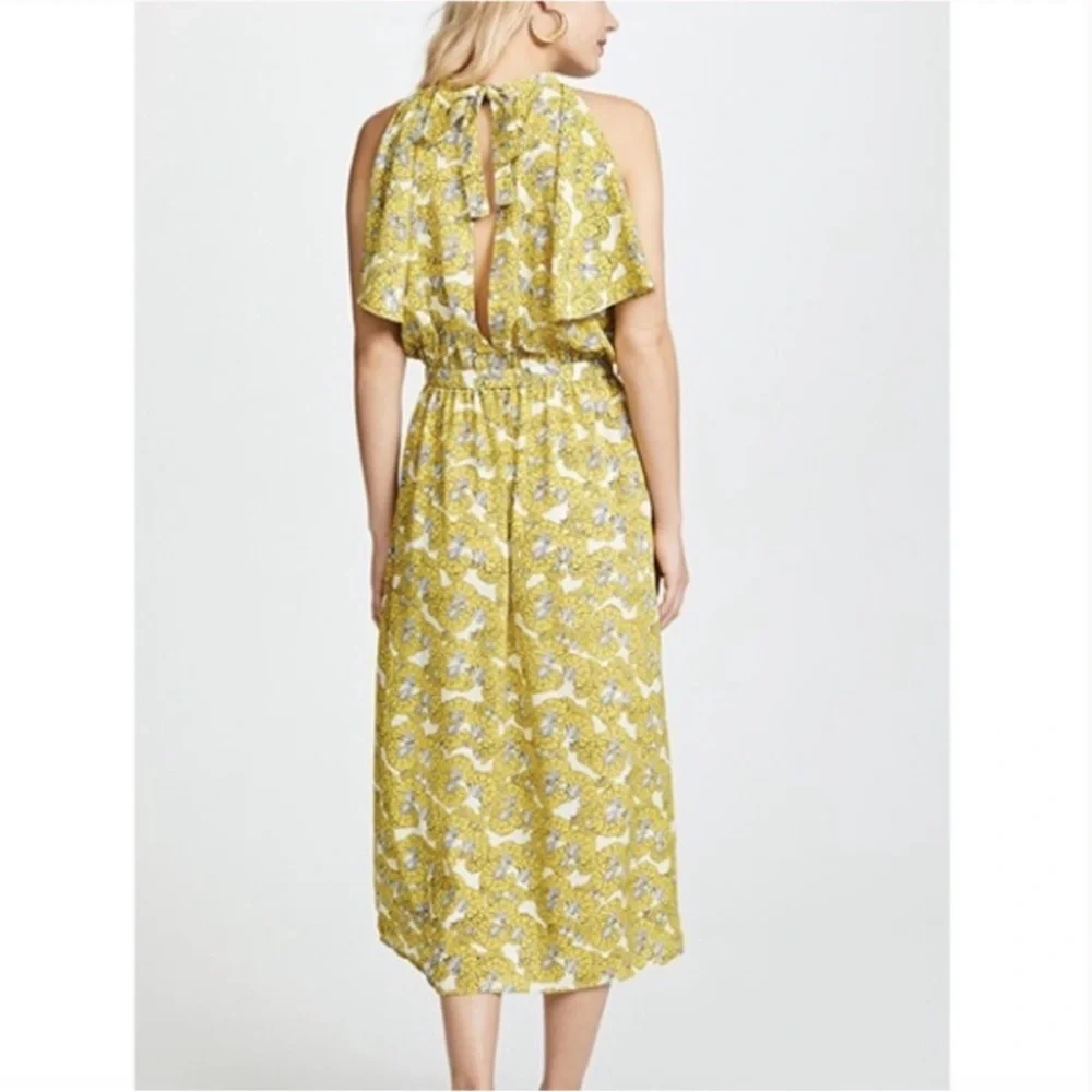 Robert Rodriguez Dania Yellow Floral Midi Dress Size 6